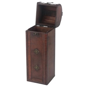 HMF VWB-ITA-HF-01 Vintage Deko Geschenkbox mit Deckel aus Holz für 1 Flasche Wein Hochformat Italien