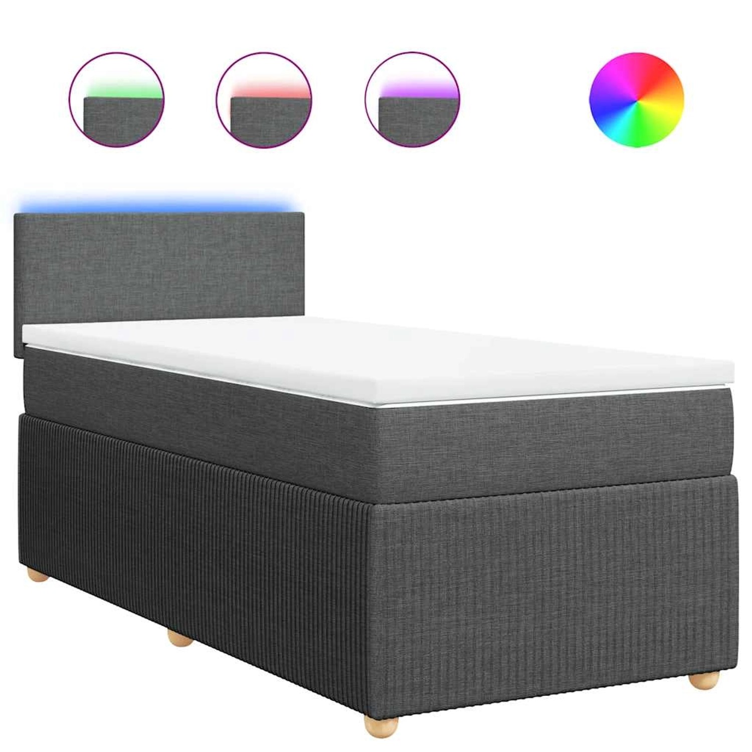 vidaXL Boxspringbett mit Matratze Dunkelgrau 90x190 cm Stoff 3289605 günstig online kaufen