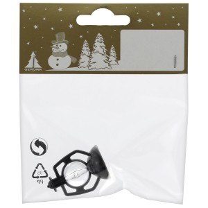 Schwarze Deko-Petroleumlampe aus Kunststoff für weihnachtliche Dekorationen.