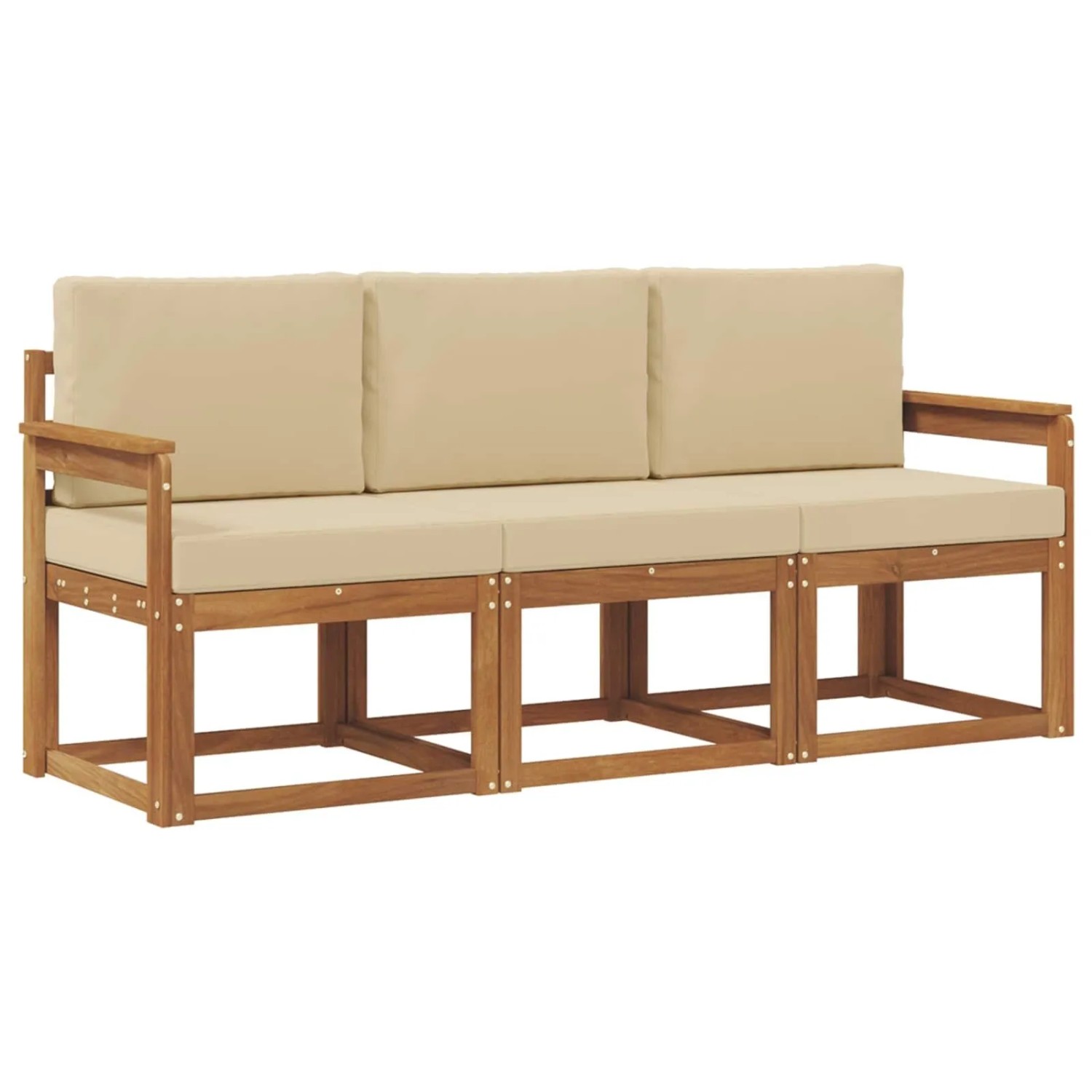 vidaXL Outdoor-Sofagarnitur mit Kissen 3 Stk Natur und Beige 3365931