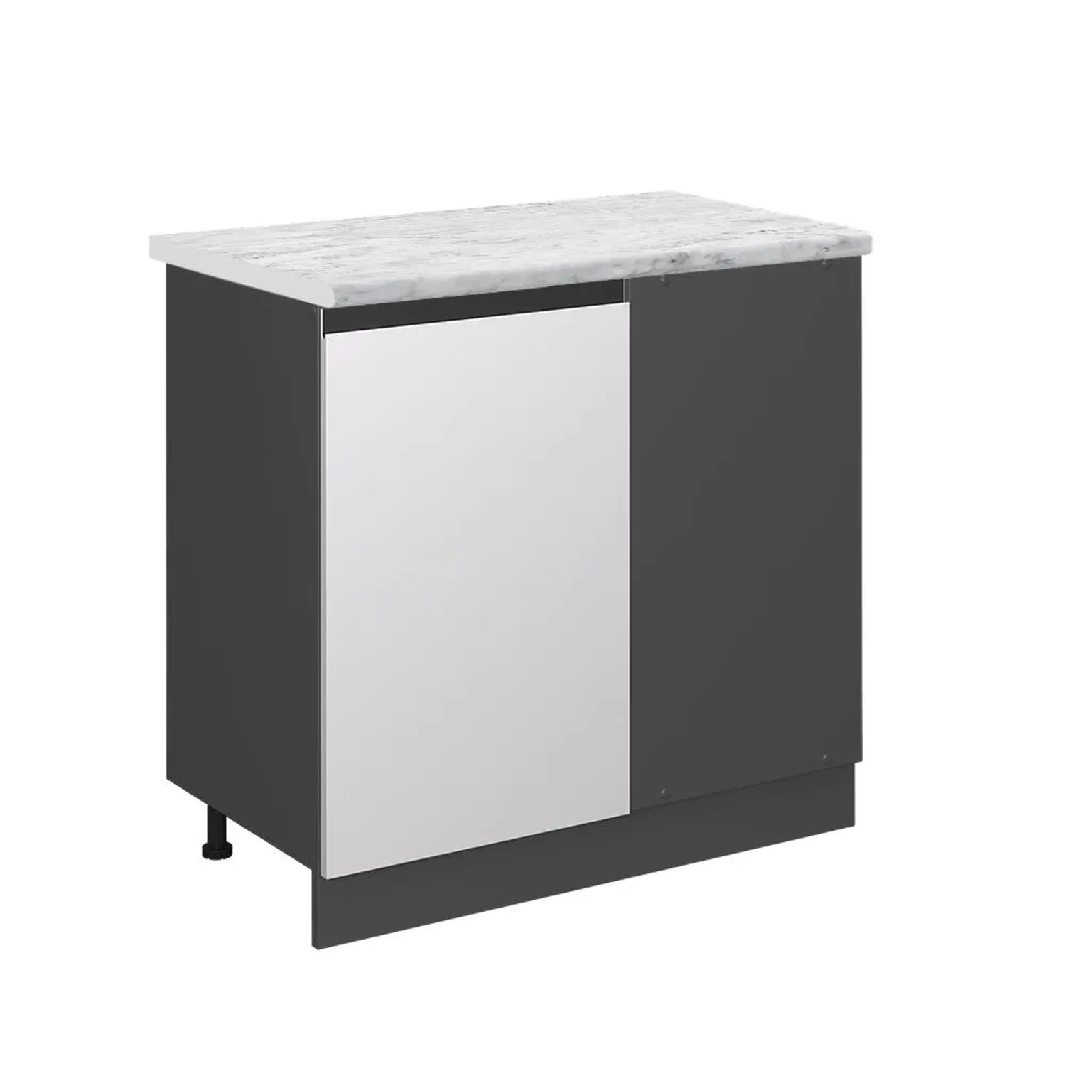 Vicco Eckunterschrank R-Line Küchen Eckschrank Weiß Anthrazit J-Shape AP Marmor
