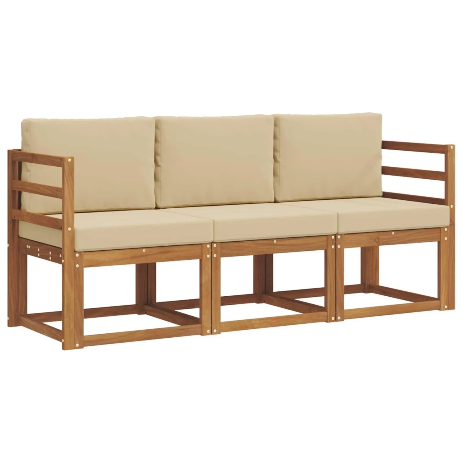 vidaXL Outdoor-Sofagarnitur mit Kissen 3 Stk Natur und Beige 3365926