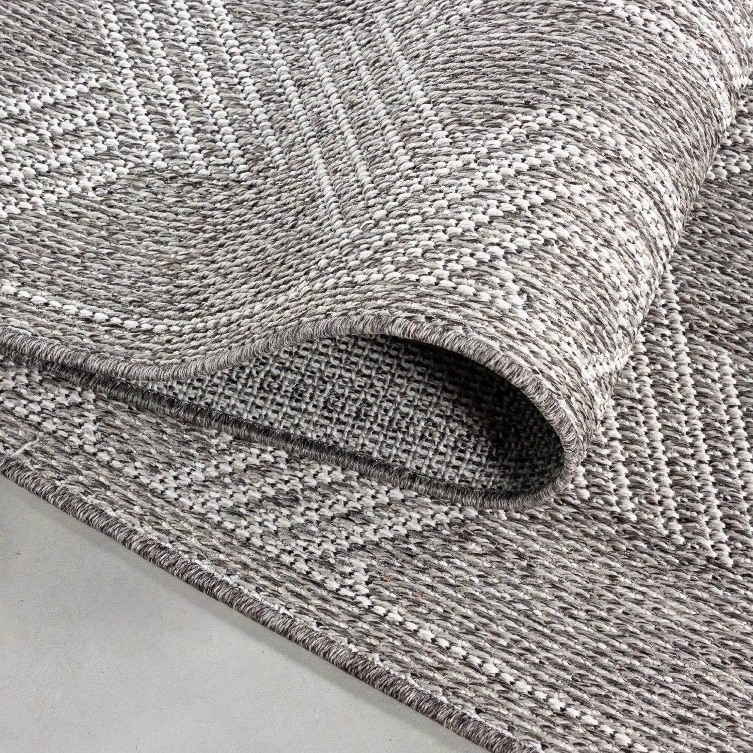 Ayyildiz Outdoor-Teppich Aruba grau, 60x100 cm, mit modernem geometrischen Muster.