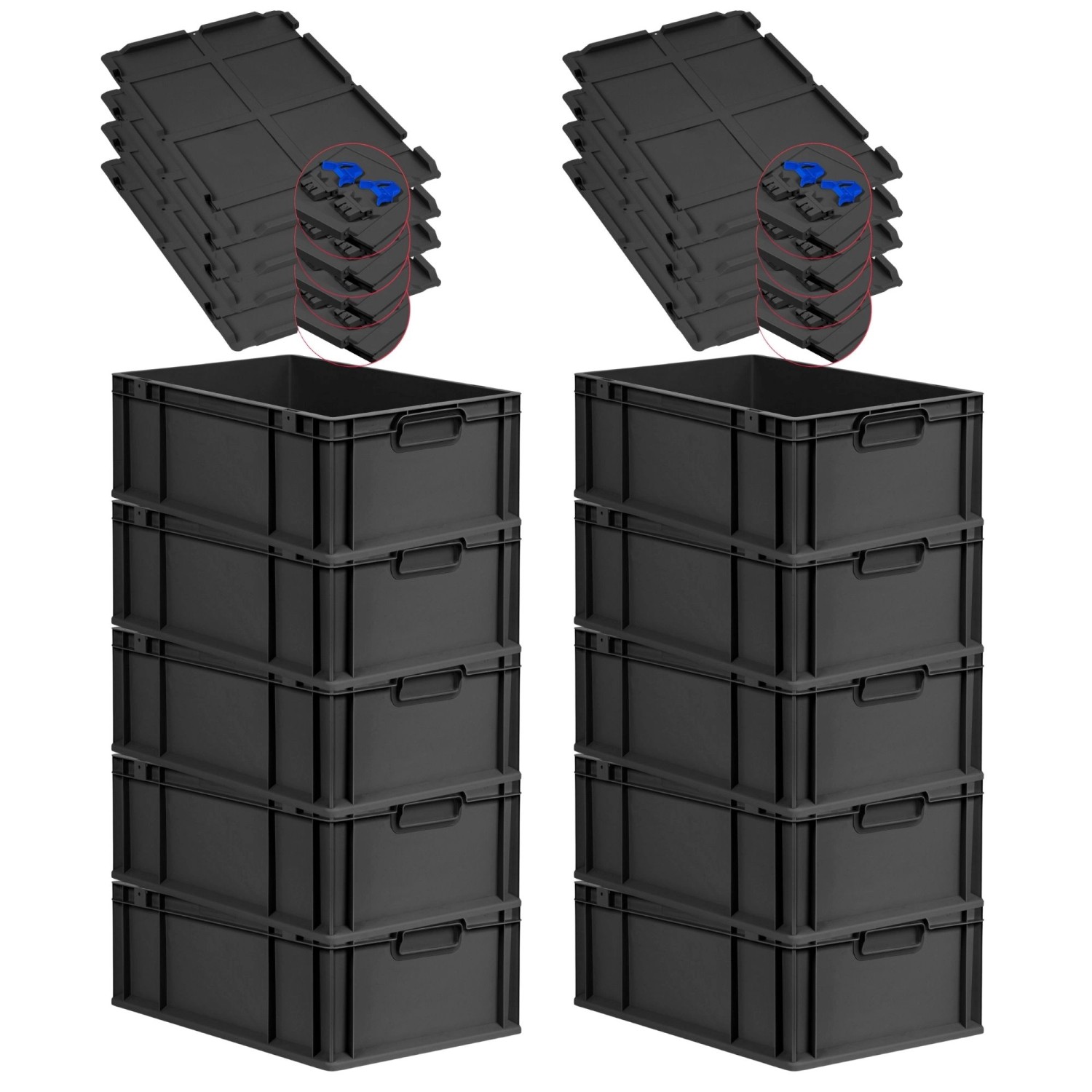 PROREGAL SuperSparSet 10x Eurobox Nextgen Grip Mit Scharnierdeckel Und Blau günstig online kaufen