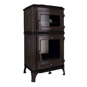 Grauer 365 Kaminofen Ferrox 55 Back mit Backfach, 7 kW Leistung.