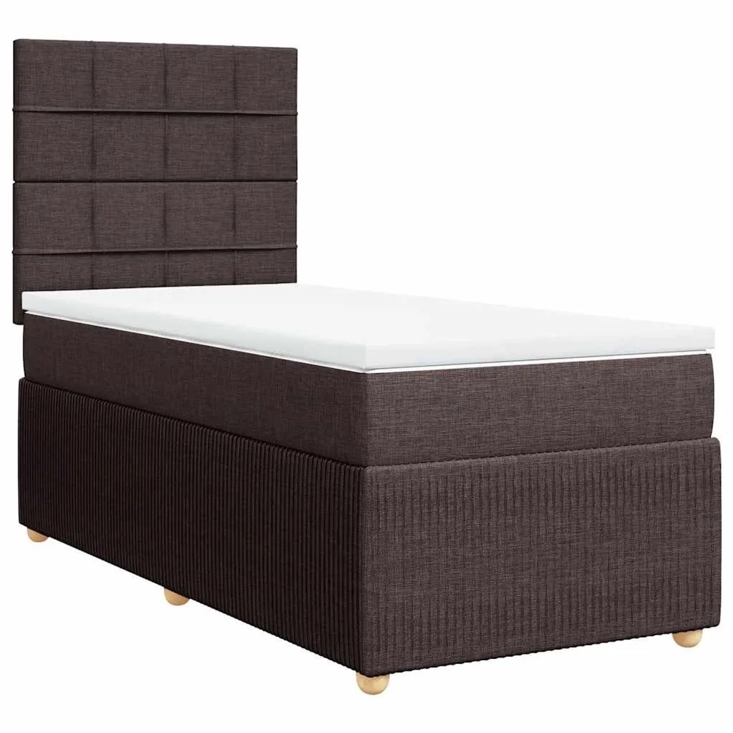 vidaXL Boxspringbett mit Matratze Dunkelbraun 90x200 cm Stoff 3294242