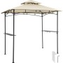 Sandfarbener Tectake Grillpavillon Maracaibo mit Doppeldach, Ablagen und Flaschenöffner.