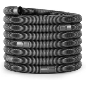 Schwarzer poolomio Solarschlauch (32mm, 12m) mit Trennmuffen für Poolreinigung.