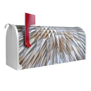 Weißer Banjado US Briefkasten mit Motiv Dornen aus Eis, Stahl pulverbeschichtet, 48x22x16cm.