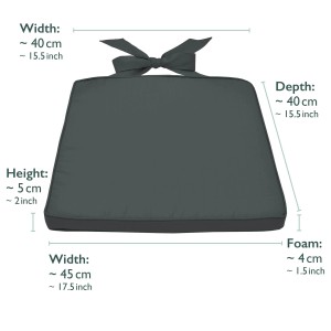 4er Set Beautissu Pia Stuhlkissen 45x40cm in Graphitgrau mit Befestigungsbändern.