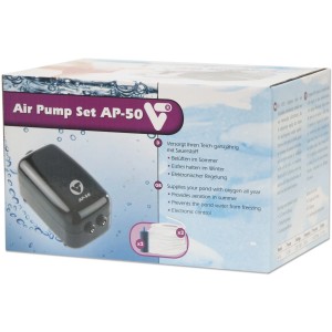 VT Luftpumpen Set Air Pump AP-50 für Teiche: Pumpe, Schlauch und Luftstein im Karton.