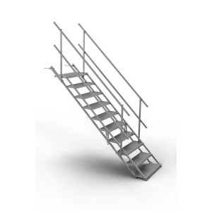 Schake Bautreppe aus Stahl, 10 Stufen, 700 mm breit, für Betonbau.