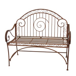 Garten Pleasure Gartenbank Camerron, rot-braun, aus Eisen mit geschwungenen Verzierungen.