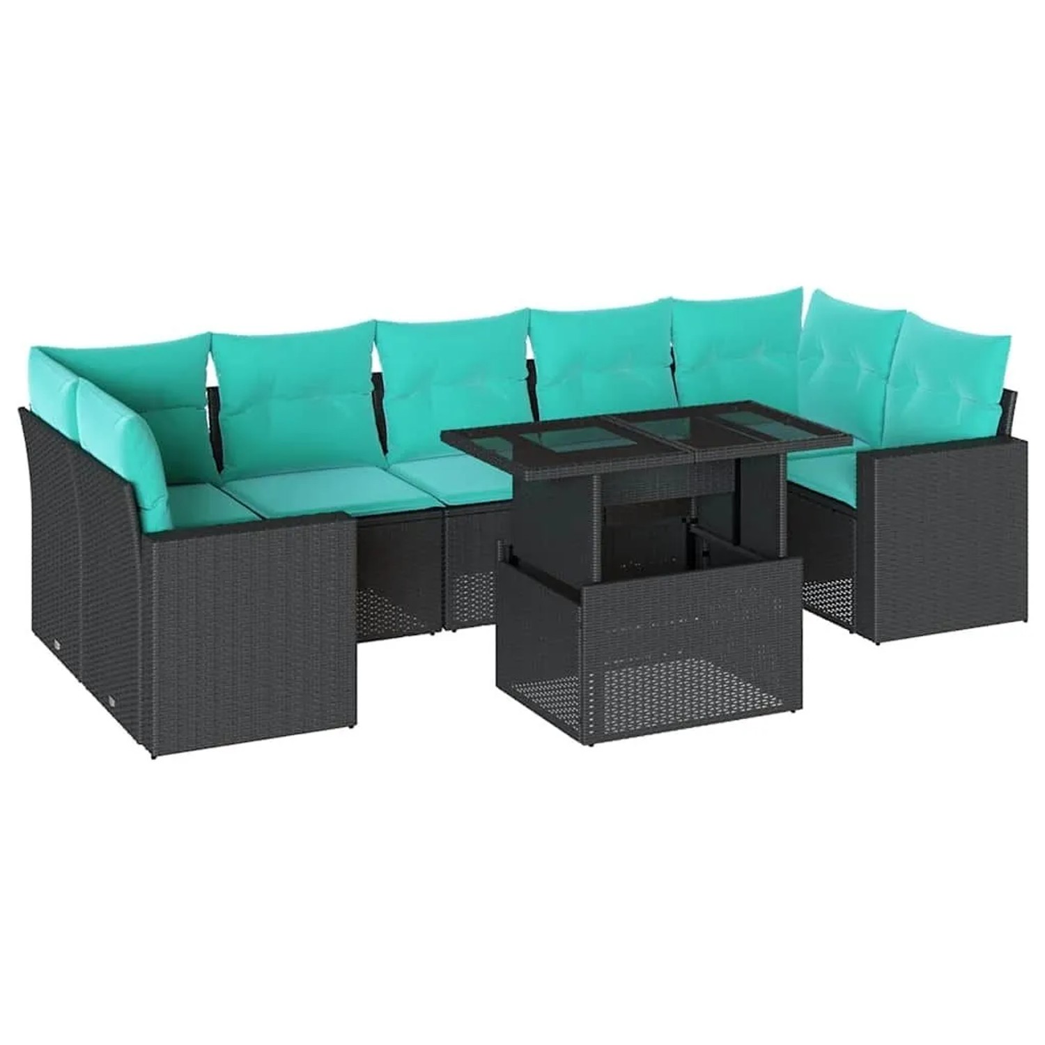 vidaXL 8-Tlg Gartensofa-Set mit Kissen Schwarz Polyrattan 3267147 günstig online kaufen