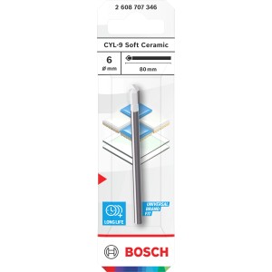 Bosch CYL-9 Fliesenbohrer, 6 mm, für weiche Keramikfliesen, silber.