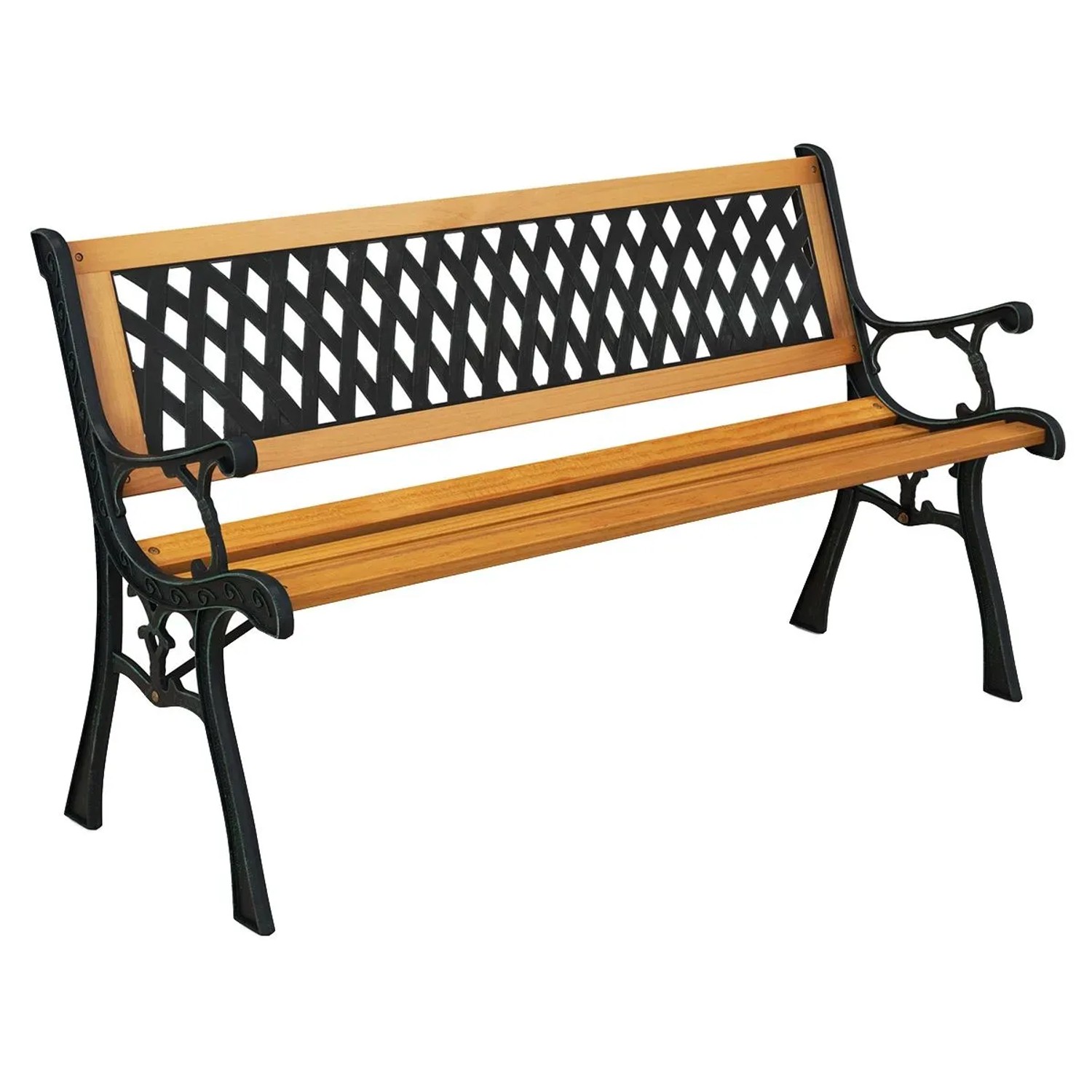 Costway Gartenbank Wetterfest 2-Sitzer mit Rautenförmige Rückenlehne