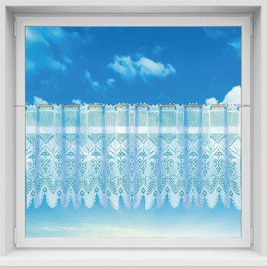 Arsvita Bistrogardine Clara, weiße Jacquard Gardine mit Stangendurchzug, 160x45 cm.