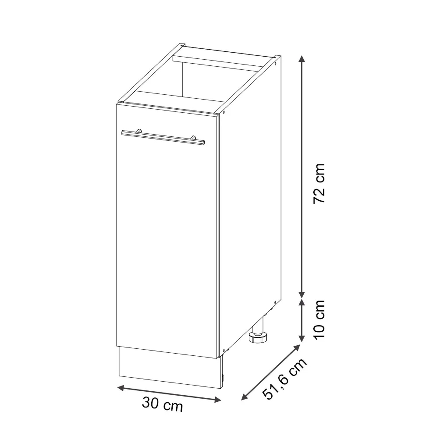 Vicco Apothekerschrank Fame-Line, weiß hochglanz/weiß, 30 cm breit, ohne Arbeitsplatte. Küchenschrank mit Soft-Close.