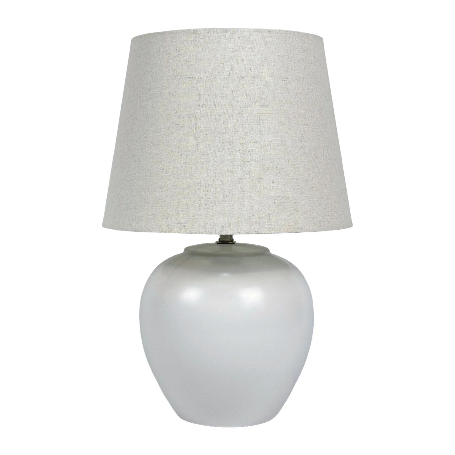 Relaxdays Tischlampe Keramik Leinen Weiß Creme Rutschfest 45 x 30 cm 1,9 kg
