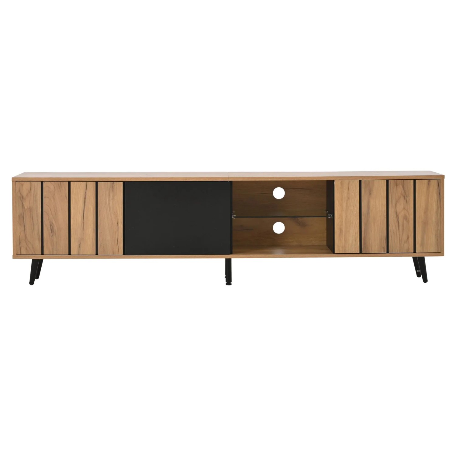 okwish TV Schrank mit Stauraum Schränken Wohnzimmer Schlafzimmer 175x31.5x45cm Natur