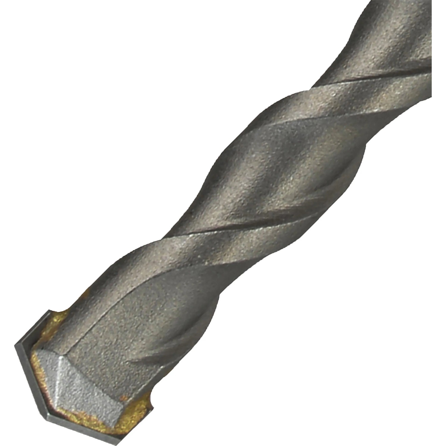 Nahaufnahme: LUX Hammerbohrer SDS-Plus, 12 mm, Betonbohrer mit Wendel für Bohrmehltransport.