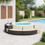 Schwarze vidaXL Whirlpool-Bänke (2 Stk.) aus Poly Rattan mit Auflagen für Whirlpool Zubehör.