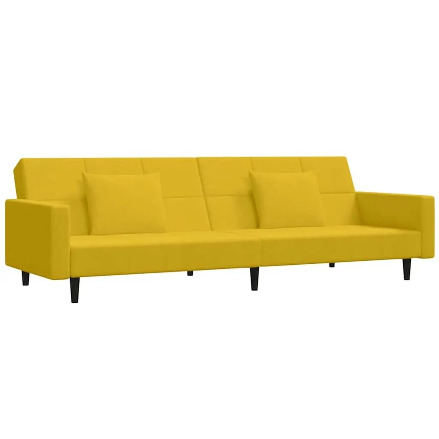 vidaXL Schlafsofa 2-Sitzer mit 2 Kissen Gelb Samt 375822