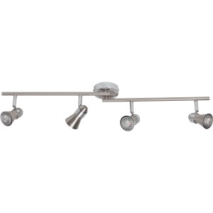 Brilliant LED-Spotrohr Sanny, 4-flammig, Eisen/Chrom, für flexible Lichtausrichtung im Raum.