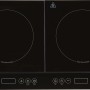 Schwarzes 2er Induktionskochfeld mit Touch-Bedienfeld und 3500 Watt Leistung.