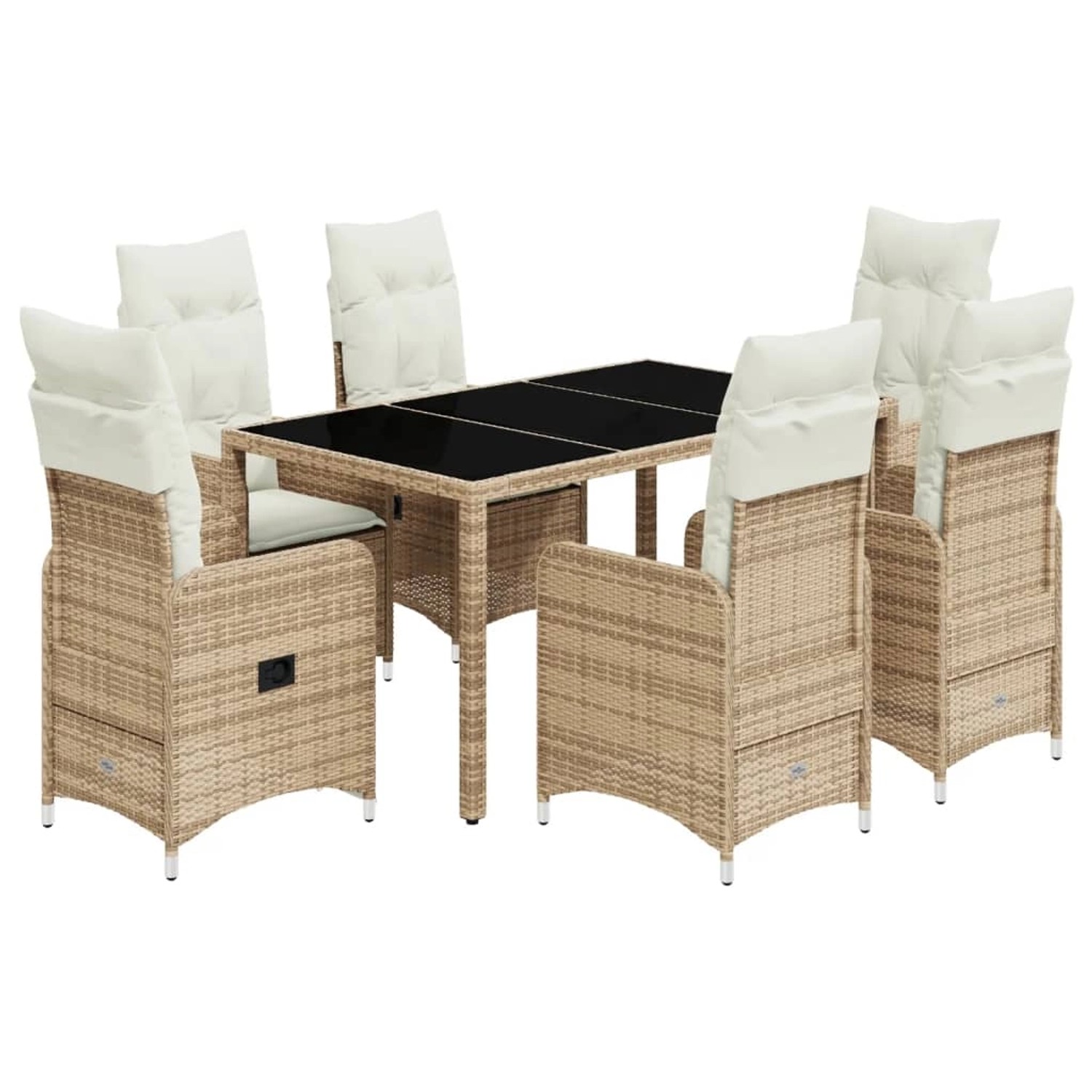 Thumbnail - vidaXL 7-tlg Garten-Bistro-Set mit Kissen Beige Poly Rattan Modell 3