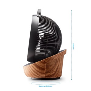 Clean Air Optima Ventilator CA-403 Smart mit Holzdesign, seitliche Ansicht.