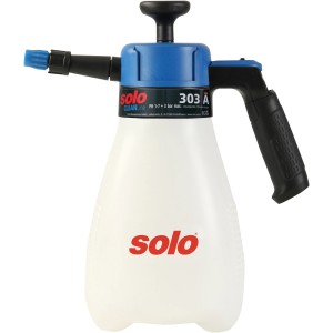 Solo Handdruckspritze 303 A Cleanline, 1,25 l, säureresistent, mit blauem Kopf und schwarzem Griff.