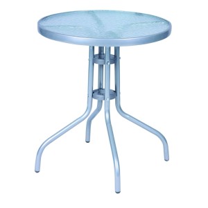 Lex Bistrotisch Balkontisch Gartentisch Terrassentisch Glastisch Silber ⌀ 60 cm