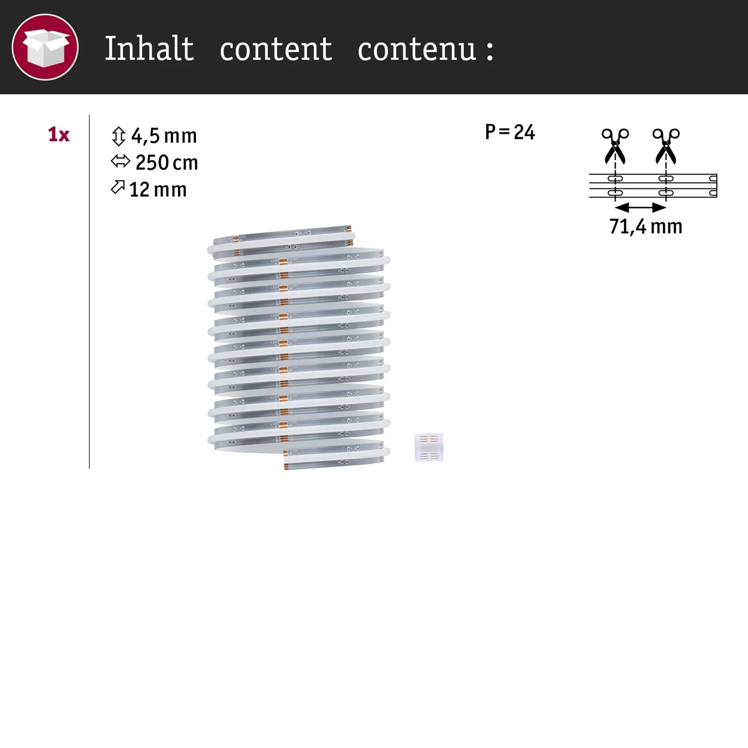 Paulmann MaxLED 1000 RGBW LED-Strip-Erweiterung, 2,5 m, weiß, flexibel, zuschneidbar.