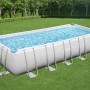 Rechteckiger Bestway Stahlrahmenpool Power Steel, 640x274x132 cm, mit Stahlrahmen und blauem Wasser.