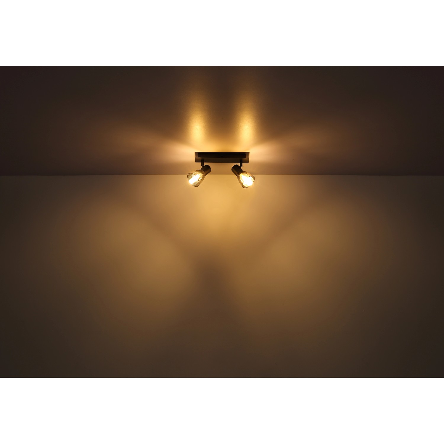 Globo Strahler Claude, 4-flammig, dunkelbraun/rauchfarben, Holz und Metall, für Spots.