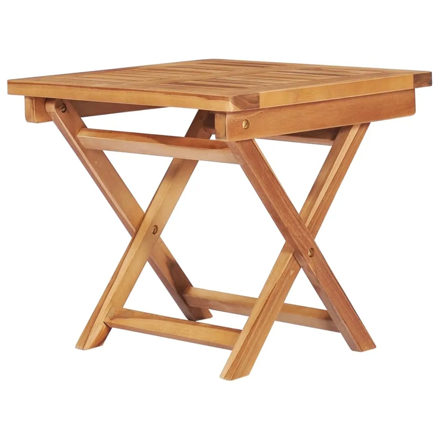 Quadratischer Beistelltisch aus Teakholz für Sonnenliege, klappbar.