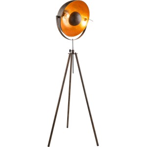Globo Stehleuchte Xirena I im Retro-Look mit Dreibein-Stativ und verstellbarem Leuchtenkopf.
