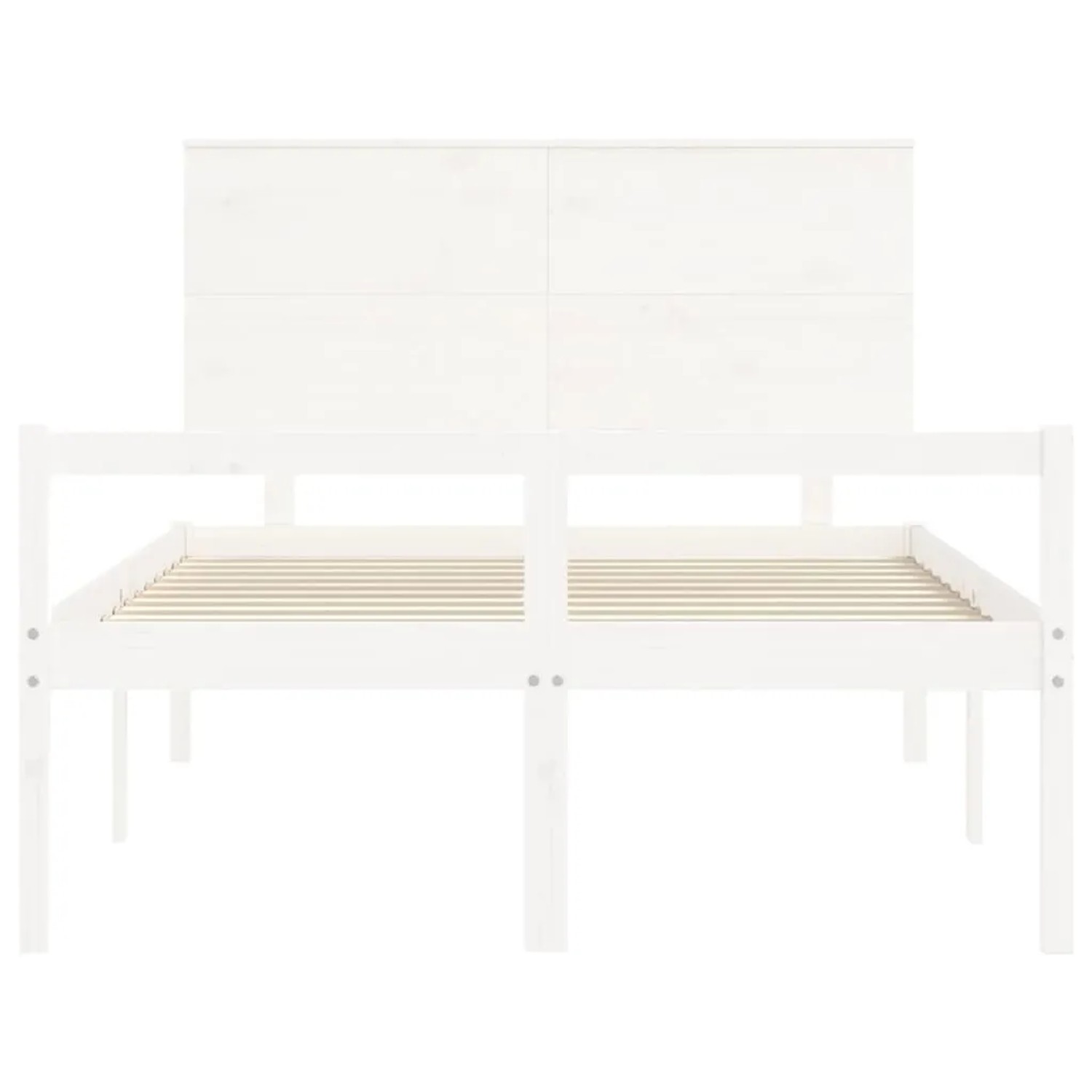 Weißes Massivholzbett 140x190 cm mit Kopfteil für Schlafzimmer.