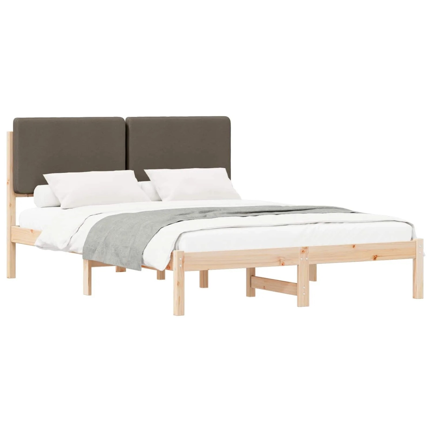 vidaXL Bettgestell mit Gepolstertem Kopfteil Taupe 140 x 190 cm 877917 günstig online kaufen
