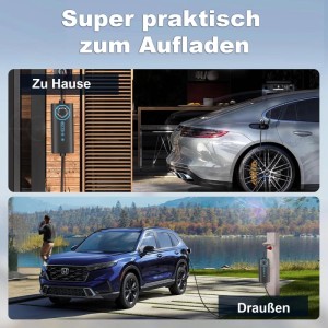 11kW Typ 2 EV-Ladegerät lädt E-Autos zu Hause und draußen. 10m Kabel für flexibles Laden von Akkus.