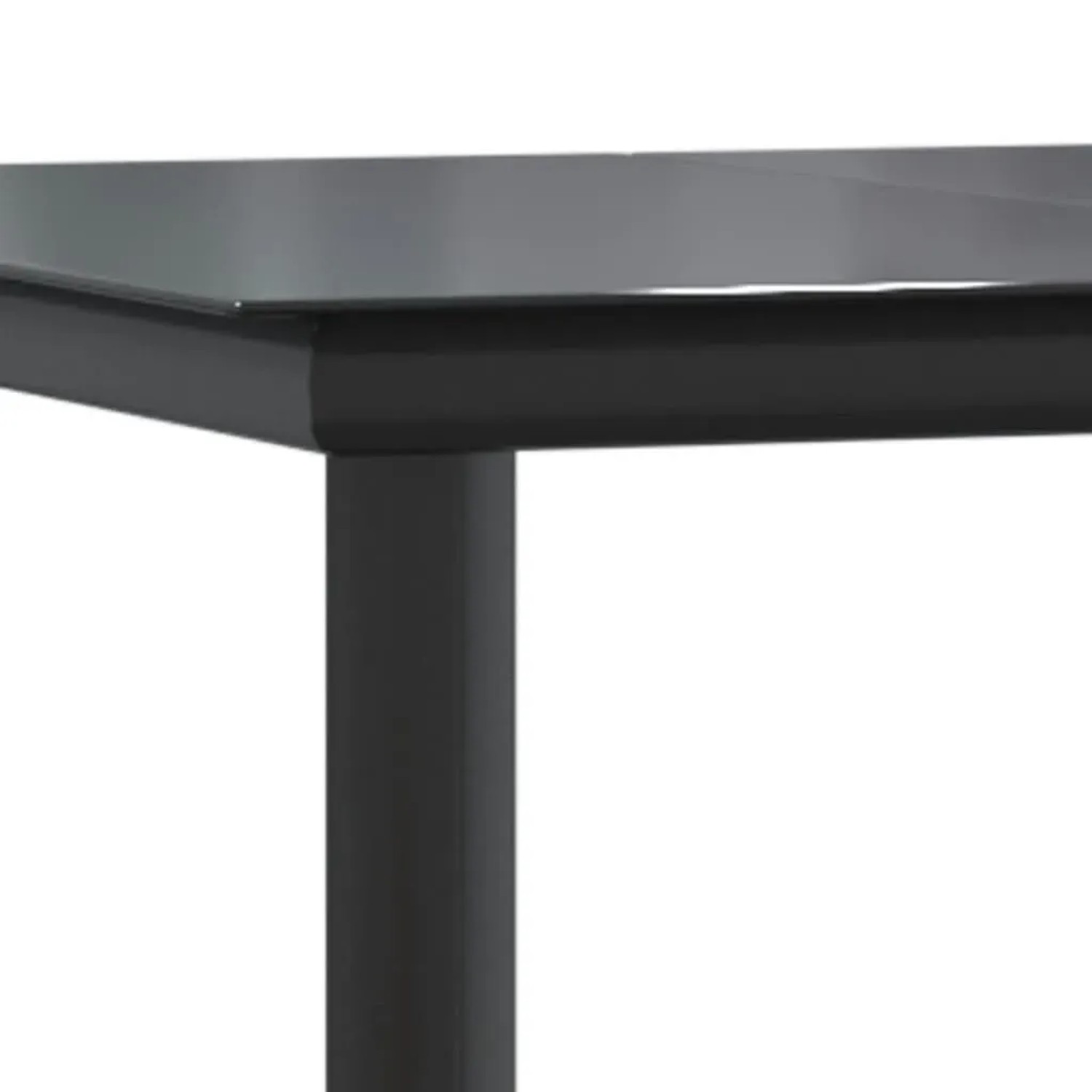 Detailansicht Gartentisch der vidaXL 7-Tlg Essgruppe, schwarzes Gestell, Glasplatte.