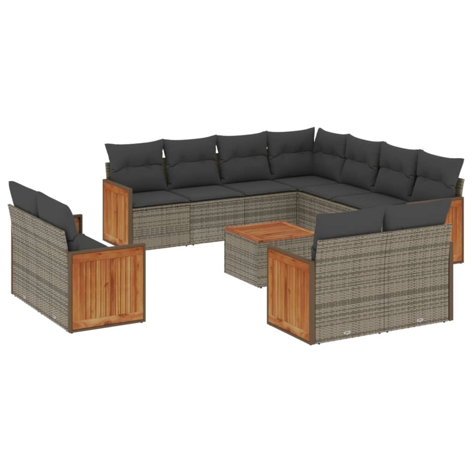 vidaXL 12-Tlg Garten-Sofagarnitur mit Kissen Grau Poly Rattan 3228188 günstig online kaufen
