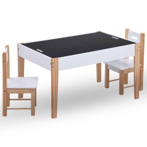 vidaXL 3 Tlg Kinder-Sitzgruppe mit Kreidetafel Schwarz und Weiß 286189