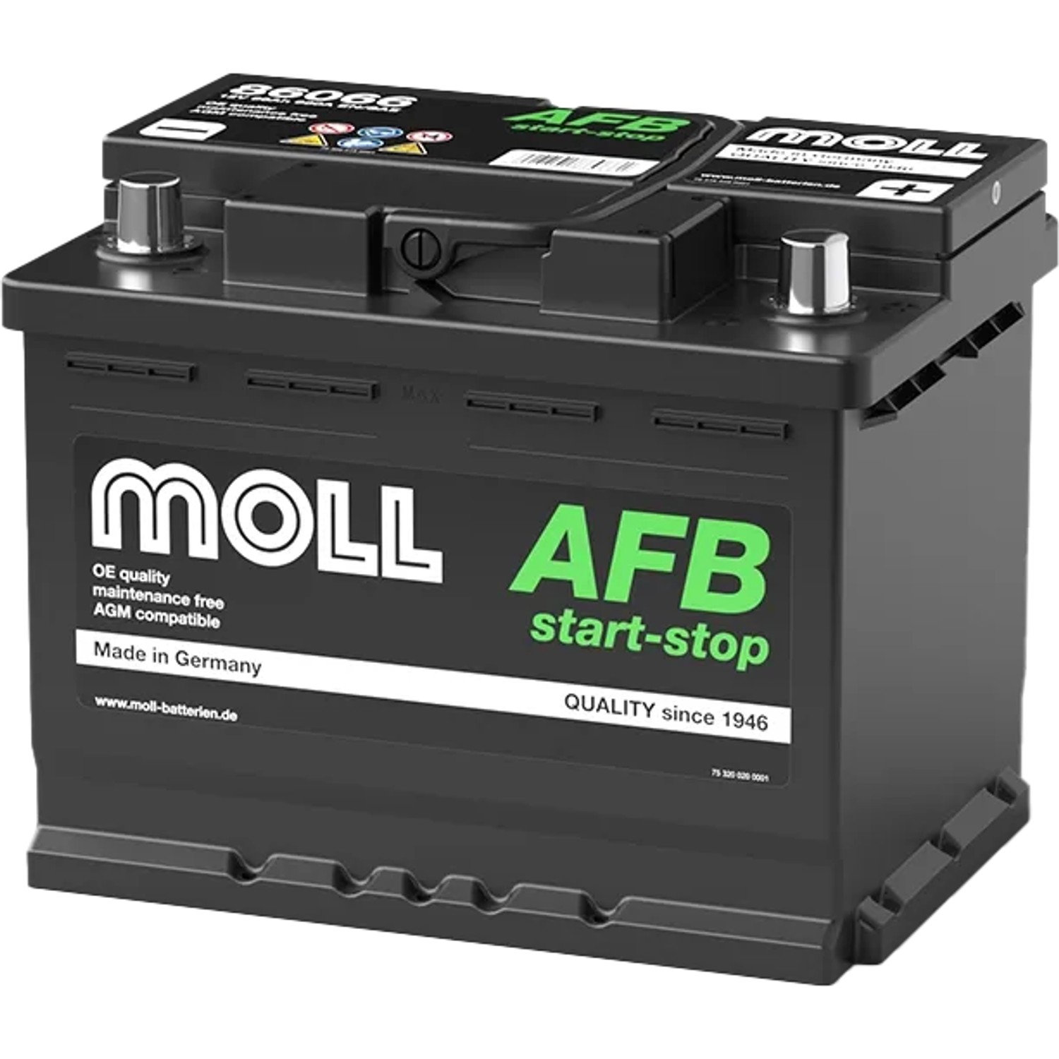 MOLL Batterien 86066 12V 66Ah 680A AFB Ersetzt AGM Start-Stop Starterbatterie Made in Germany