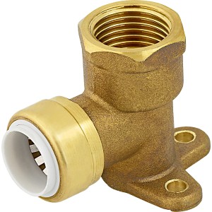 Steckfitting mit Wandscheibe, 44 mm, aus Messing für Trinkwasser- und Heizungsanlagen.