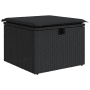 Schwarzer vidaXL Gartenhocker aus Polyrattan mit Sitzkissen, Teil eines 8-tlg. Sets.