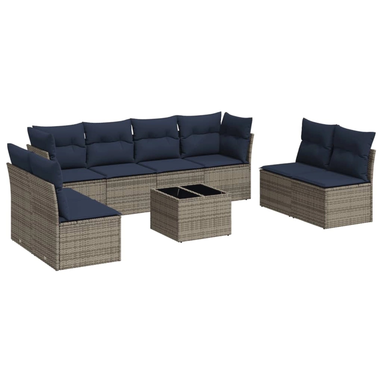 vidaXL 9-Tlg Garten-Sofagarnitur mit Kissen Grau Poly Rattan 3217461 günstig online kaufen