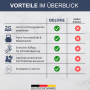 Vorteile des DELUKE Werkzeugschranks: Stabil, belastbar, einfacher Aufbau, kombinierbar, Produktion in der EU.