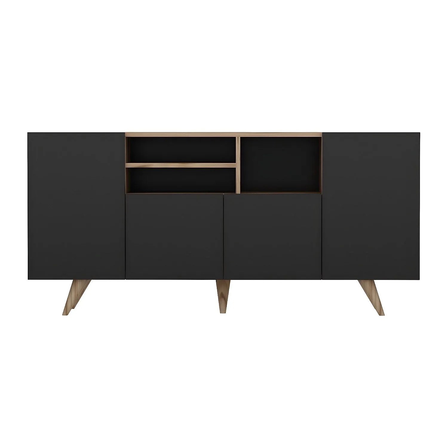 Vente-unique Sideboard Mostia Schwarz  Naturfarben Hell 160 cm